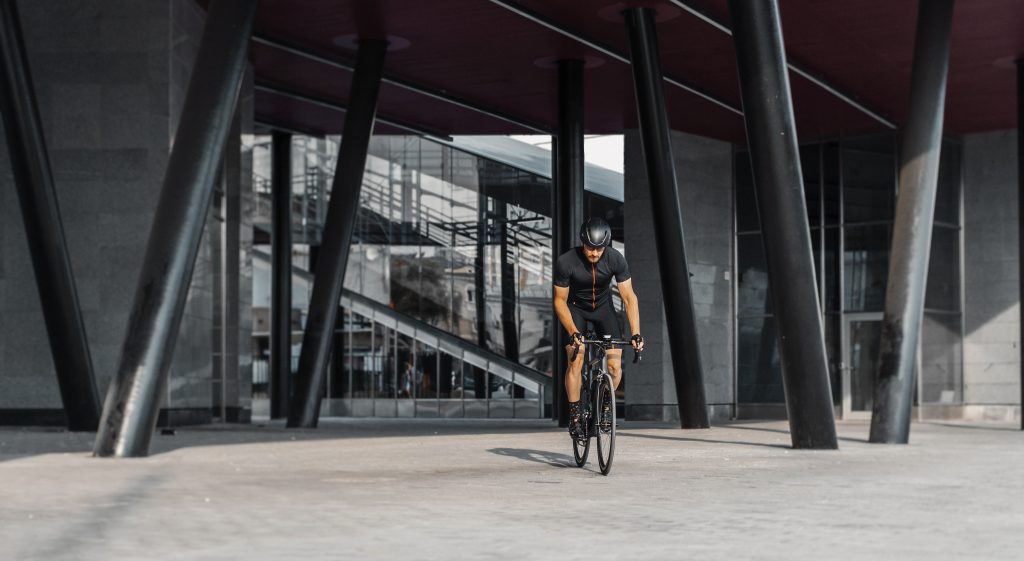 man riding bike