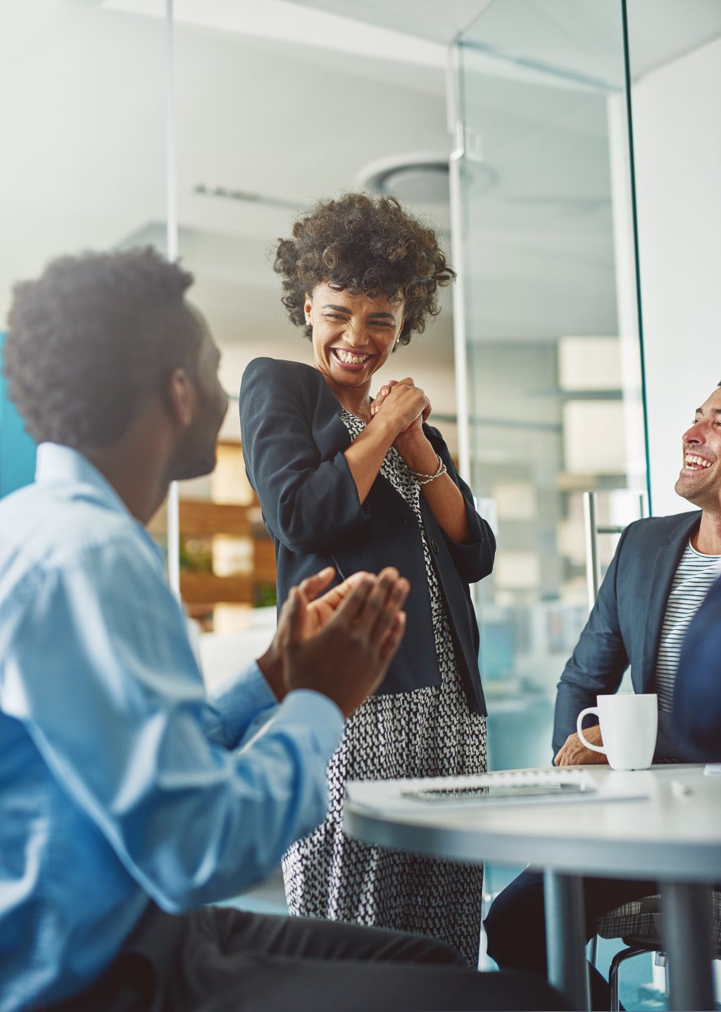 two office workers interacting